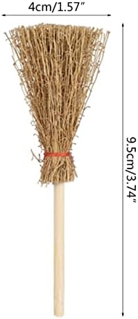 Zukeesb Broom 12pcs mini vassouras de vassouras vermelhas decorações penduradas para festa de Halloween