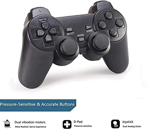 Controlador sem fio para PS2 Play Station 2 Dual Vibration 2 - Black and Clearred