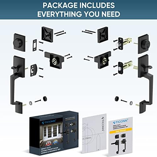 Conjunto de maçaneta da porta frontal dupla de Ticonn, alavanca de porta quadrada pesada e um único cilindro combo