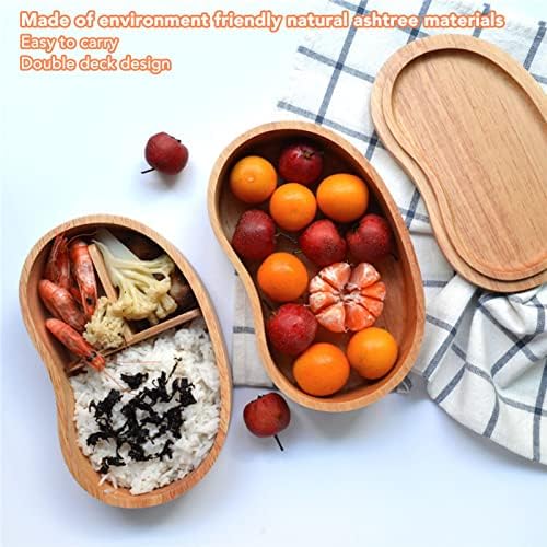 Caixa de bento japonês Zerodis, Bento Box Double Deck Wood Wood Lunch Recectadores de madeira Bento lancheira com partição removível