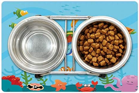 Ambsosonne Marine Pet tapete para comida e água, mergulho e explorando o caráter de desenho animado do mar de felicidade