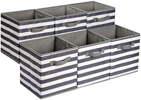 Basics Basics Cubos de armazenamento de tecido dobrável Organizador com alças, 10,5 x10.5 x11 , branca/ cinza claro -