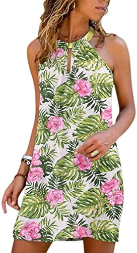 Uikmnh Senhoras de verão Mini vestido de vestido sem mangas vestido de banho feminino vestido de ajuste relaxado