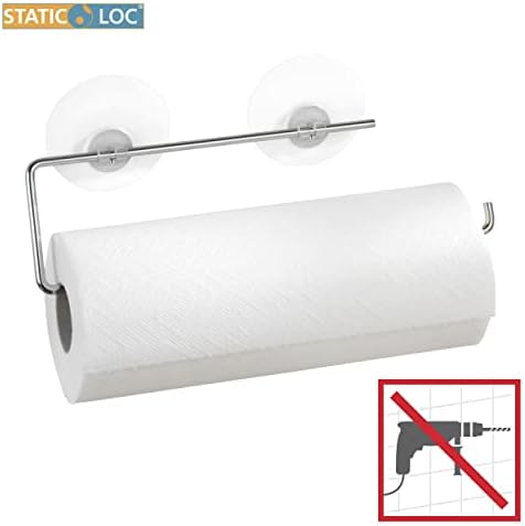 Montamento de parede do suporte para toalhas de papel Wenko em prata, sob o porta -toalhas de papel, suporte de papurtowel, sem perfuração e sem adesivos, fácil de usar, para cozinha e banheira, 12x3 em