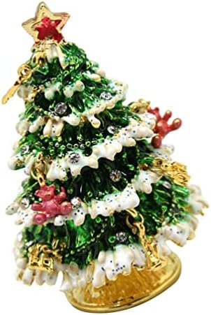 Nuobesty Mini Christmas Tree Decorative Jewelry Box Caixa de jóias Caso de jóias Adornamento decoração de desktop requintada