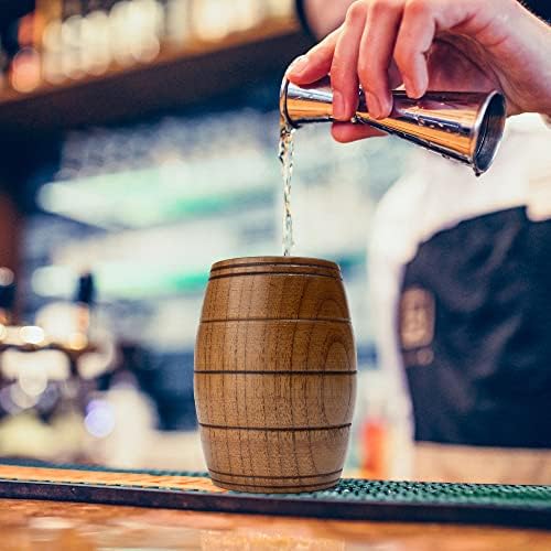 Motzu 6 peças Caneca de cerveja em forma de barril de madeira, xícara de bebida clássica de madeira maciça, de madeira, xícaras