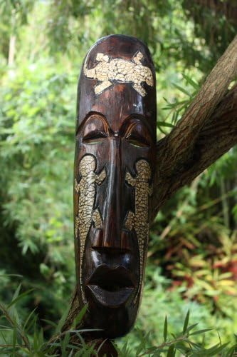 TikiMaster 3 -Geckos Big Chief Tribal Mask 20 - Decoração de parede primitiva | NMK220550