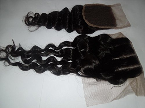 3 Way Parte 4 * 4 Fechamento superior de renda 20 Indian Beautiful Remy Hair Wave Deep Wave Color Natural