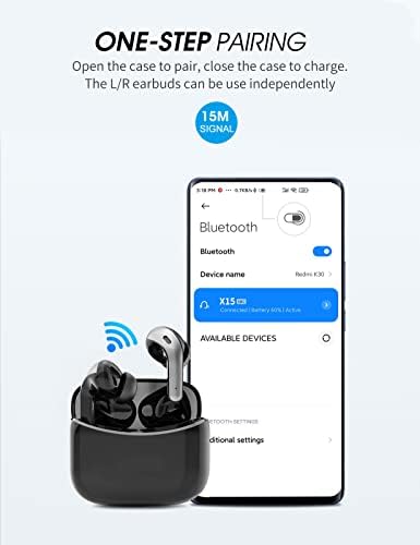 Tiksounds Wireless fones de ouvido, fones de ouvido Bluetooth com microfone, IPX7 à prova d'água, tempo de reprodução 35H com exibição