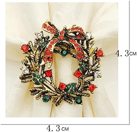 Walnuta 6pcs Christmas Wreath Napkin Rings Metal Nanfkin Hotel Restaurant Restaurant Wedding Party (cor: A, tamanho
