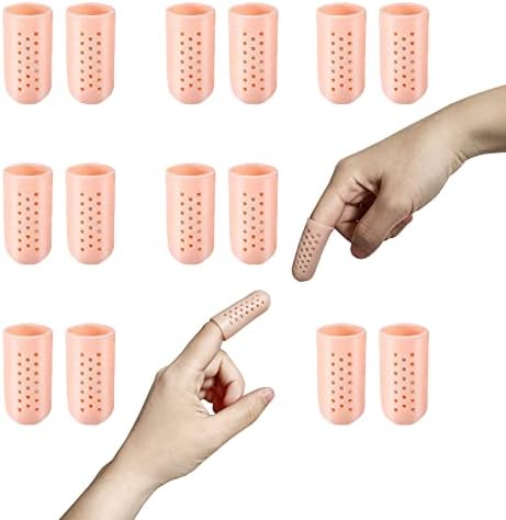 Cots de dedos com orifícios de ar, protetores de dedo Tampas de silicone respiráveis, mangas dos dedos Proteção da ponta