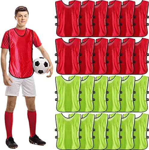 Geyoga 24 Pack Pinnies Scrimmage Colets Practice Jersey para Men coletes de futebol adulto Treinamento de futebol adulto Jersey Jersey Jersey Practice coletes para suprimentos para adultos esportivos para jovens