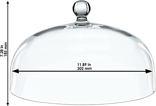 NACHTMANN Bossa Nova coleção Crystal Glass Chip & Dip/Bolo Plate com Dome, Use como suporte de bolo ou prato de servir com tigela anexa, redonda de vidro transparente, 12,5 polegadas, lava-louças cofre