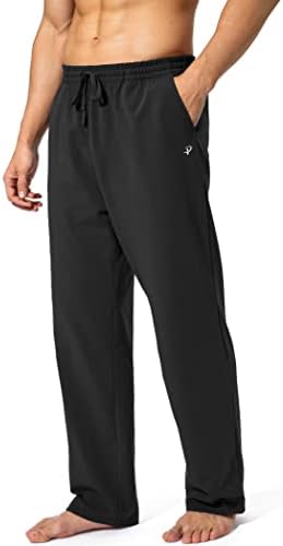 Pudolla Men's Cotton Yoga Sortpants Athletic lounge calças de jersey casual de fundo aberto para homens com bolsos