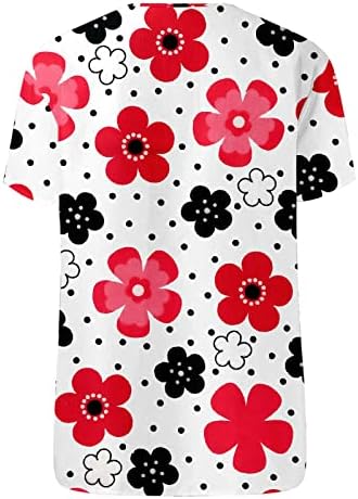 Tops for Women Casual Elegante Blouses Casual V Fio de pescoço de manga curta Button Down Tops