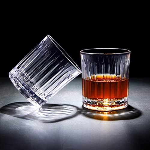 Mcherry Whisky óculos com 4 moldes de bola de gelo e uma caixa de luxo, óculos de uísque à moda antiga com textura especial,