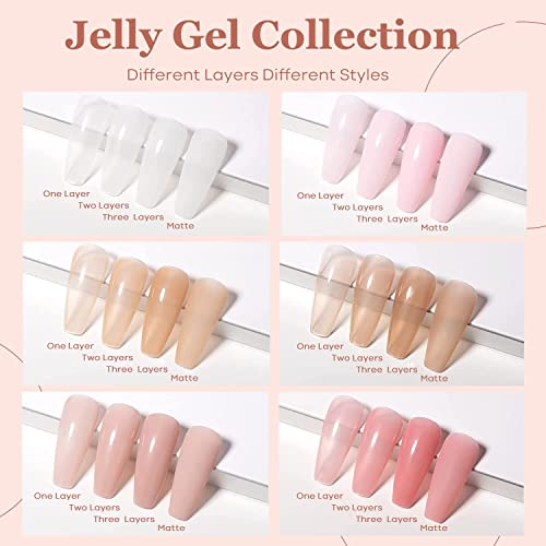 Modelones gel esmalte de unha 6 cores geléia transparente leitosa branca pura rosa neutro nude gel polonês kit de unhas absorve