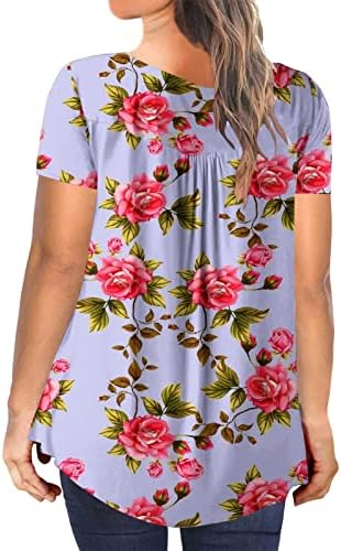 Qcemeni casual plus size tunic tops para mulheres tripulantes de gola curta camisetas t prenda floral blusas de verão