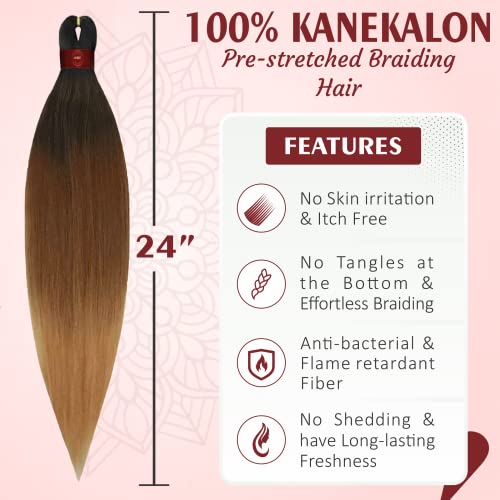 6x Cabelo de trança profissional pré-esticada Kanekalon Hot Water Configuração de coceira Ultra yaki ombre livre de