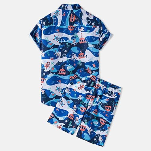Setes de traje de pista de 2 peças masculinas conjuntos de praia Camisas de manga curtas e impressas Summer Summer
