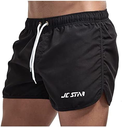 Mensagens curtas curtas atléticas calças de praia masculina impressa a água de cinco calças de calça
