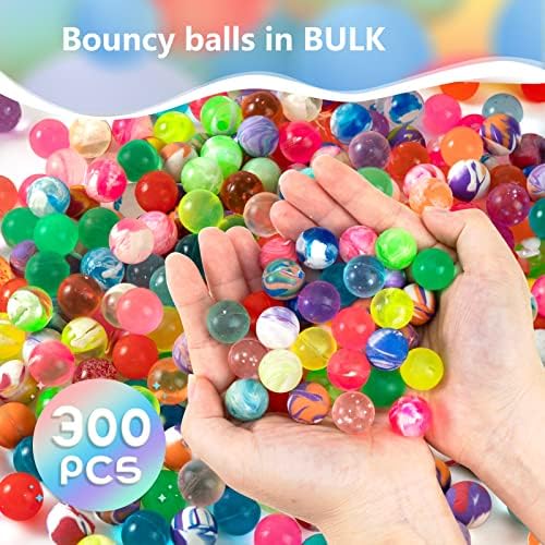 Auihiay 300 peças Bolas saltitantes a granel, pequenas bolas de borracha, vários estilos mini bolas saltitantes para