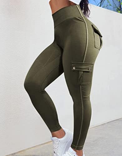 Leggings de levantamento de bunda com bolsos de retalho Leggings de carga para mulheres Controle de barriga de cintura alta executando