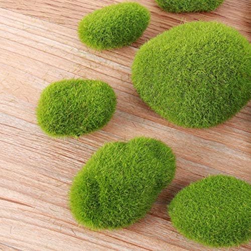 Excety 12pcs Muss artificial rochas verdes Ball Ball Faux Moss coberto de Mosse Cedro de Mosse Decoração de Paisagem para Terrarium