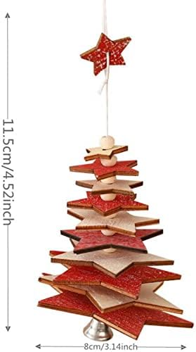 Lrosptae Pentagrama de Natal pendurado decoração de pingente de natal sinos de árvore pendurada férias de férias handmade troncos