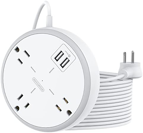 Cabo de extensão extra longo, 25 pés, NtonPower 3 Faixa de alimentação de plugue plana amplamente espaçados com portas USB, suporte