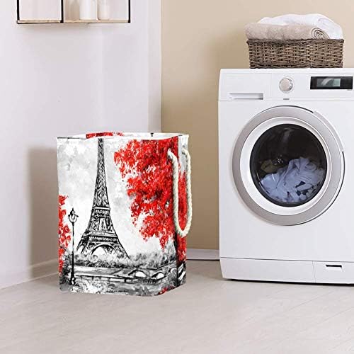 IMOMER Paris Tower e Maple Leaf 300D Oxford PVC Roupas à prova d'água cesto grande cesta de roupas para cobertores Toys no quarto