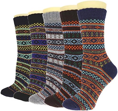 5Pairs homens meias de lã grossa de caminhada térmica de inverno quente e pesado meias aconchegantes e macias para