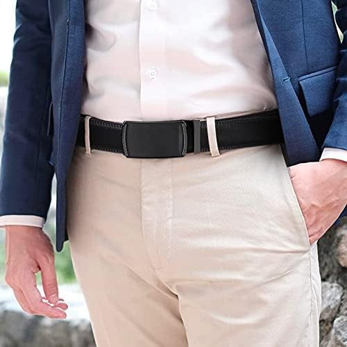 Cinturão de couro masculino Sendefn Correia de lâmina de fivela automática para acabamento casual para vestir com caixa de presente