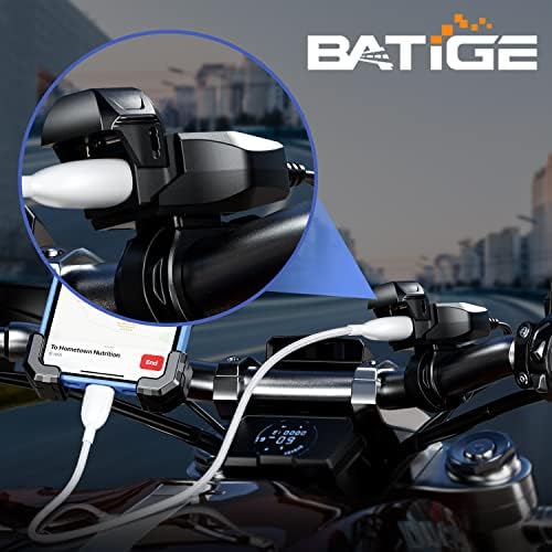 Motocicleta Batige carregador USB SAE para USB adaptador USB à prova d'água com exibição de luz LED, interruptor automaticamente