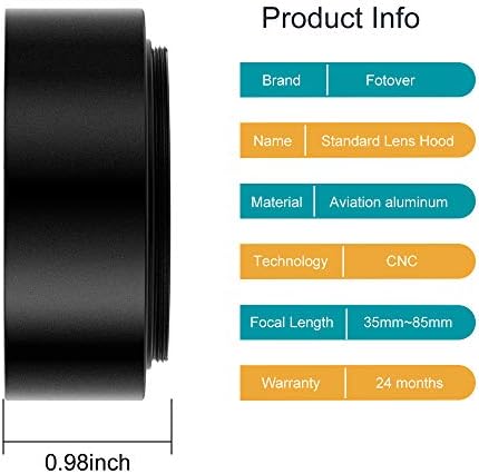 Capuz de lentes padrão de parafuso padrão de 55 mm de metal com lente de sol com tampa central de lente para Canon Nikon Sony Pentax