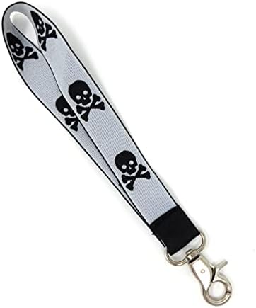 Skull and Crossbones Pulset para chaves, emblema de identificação, celular, bagagem ou acessório de bolsa de embreagem; Skethain Wrist Corha de chave de esqueleto com clipe de garra de lagosta
