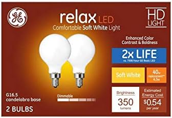 GE RELAXELO 2 40 W 40 W Equivalente Globo branco suave G16.5 Lâmpadas de luminária LED lâmpadas lâmpadas