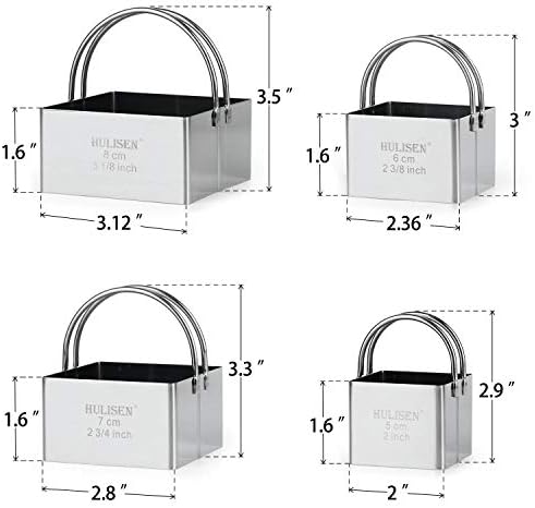 Conjunto de cortadores de biscoitos quadrados de Hulisen, cortador de biscoitos de aço inoxidável com alça, ferramentas