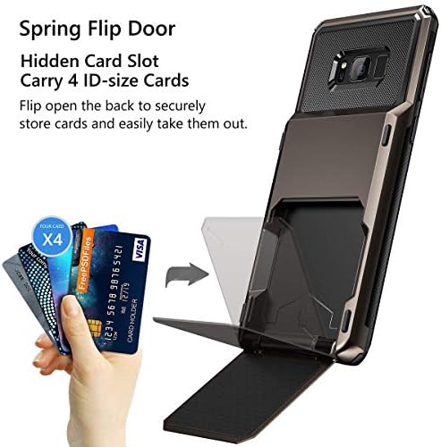 Caice Vofolen para Galaxy S8 Carteira de Caixa de Caixa de Pocket Pockett de 4 slot Pocket Crédito Id Id Titular Flip Porta Scret