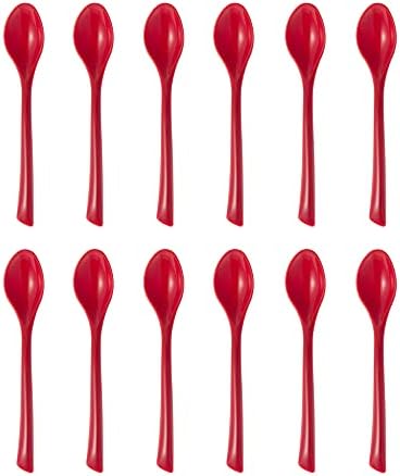 Nagao Tsubamesanjo Leaf Spoon, médio, vermelho, conjunto de 12, fabricado no Japão