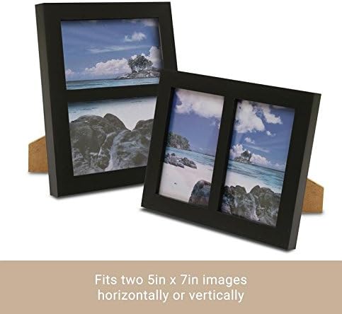 Klikel Photo Collage Frame - Black Wooden Wall Frame - 2 aberturas - 5x7 Fotos - moldura decorativa da família