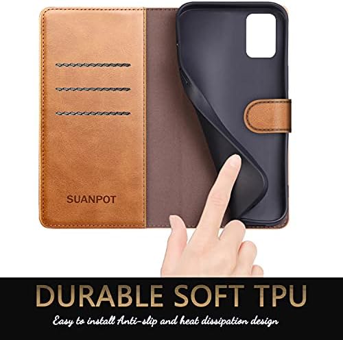 Suanpot para Samsung Galaxy A71 5G Caixa de carteira de couro com titular de cartão de crédito RFID Flip Folio Book