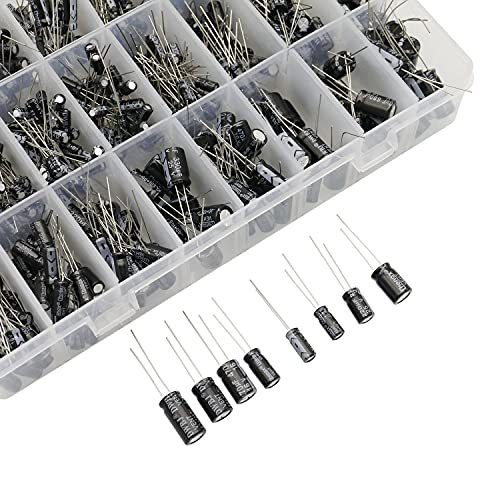 620pcs Kit de sortimento de capacitores eletrolíticos de alumínio 24 tipos de intervalo diferente 0,1UF－1000UF 10V/16V/25V/50V Capacitores eletrolíticos radiais para reparo, rádio, microondas etc.