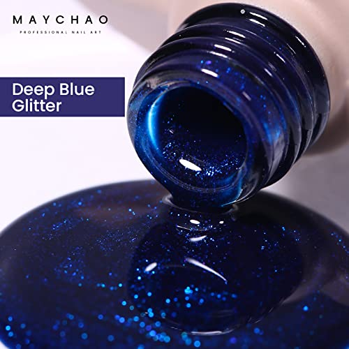 Maychao 15ml Deep Blue Gel Gel Achaness Polish de Gel Blue Shimmer Soak Off UV LED Polishinet UNIL Art Manicure Manicure