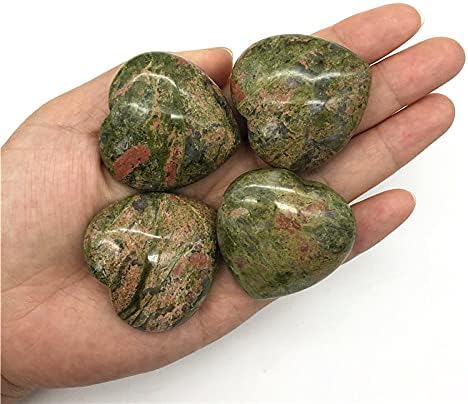 Heeqing AE216 1PC Natural Unakite Heart Heart Crystal Polished Stone Cura Decoração Presente Natural Stones e Minerais