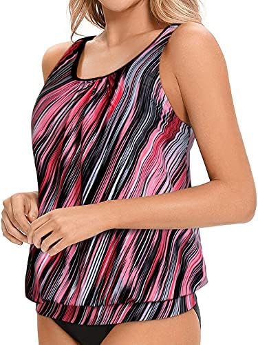 Yonique feminino Blouson Tankini Top sem fundo Swim solt Swim Top modesto tampa de tanque modesta