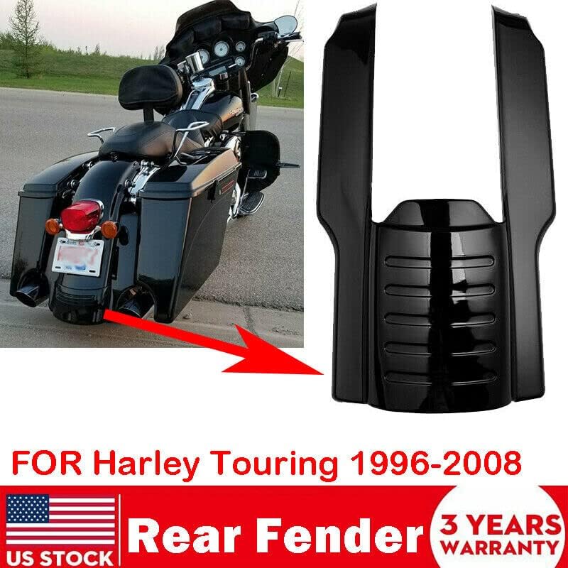 Extensão de pára-choque traseiro de motocicleta preta de 9 Black para Harley Touring Road King Street Glide 1996-2008