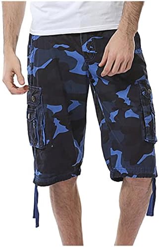 Shorts de camuflagem homens 3/4 ajuste solto abaixo do joelho Capri Cargo curto de vários bolsos versáteis shorts de camuflagem