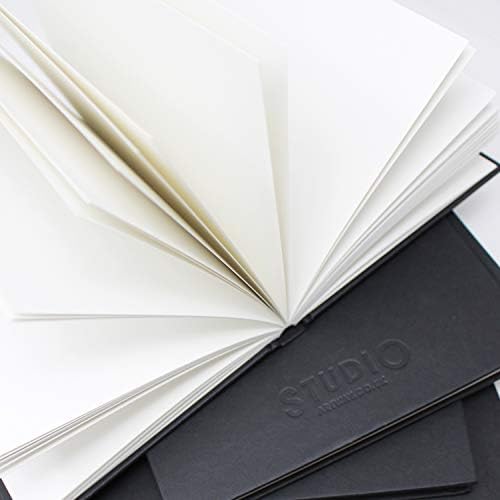 Artway Studio Casebound Sketchbook - 92 lados de papel de 170gsm - livro de esboço de capa dura, preto, paisagem A4