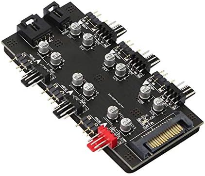 12V 4pin pwm e 5v 3pin argb com SATA 15pin Power 2-em-1 Hub de 6 vias CPU CPU RECULING FORNAÇÃO Endereço RGB Iluminação